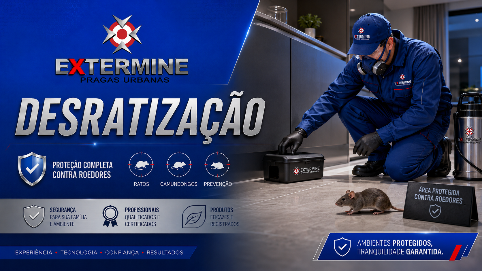 Imagem profissional de desratização da Extermine
